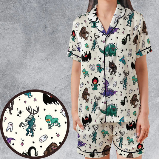 Satin Short-Sleeve Pajamas Set - BW8Y6N8B