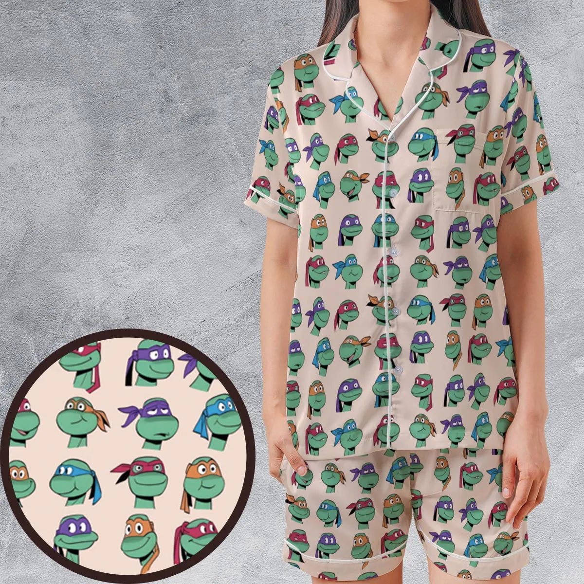 Satin Short-Sleeve Pajamas Set - FDUG9WXP
