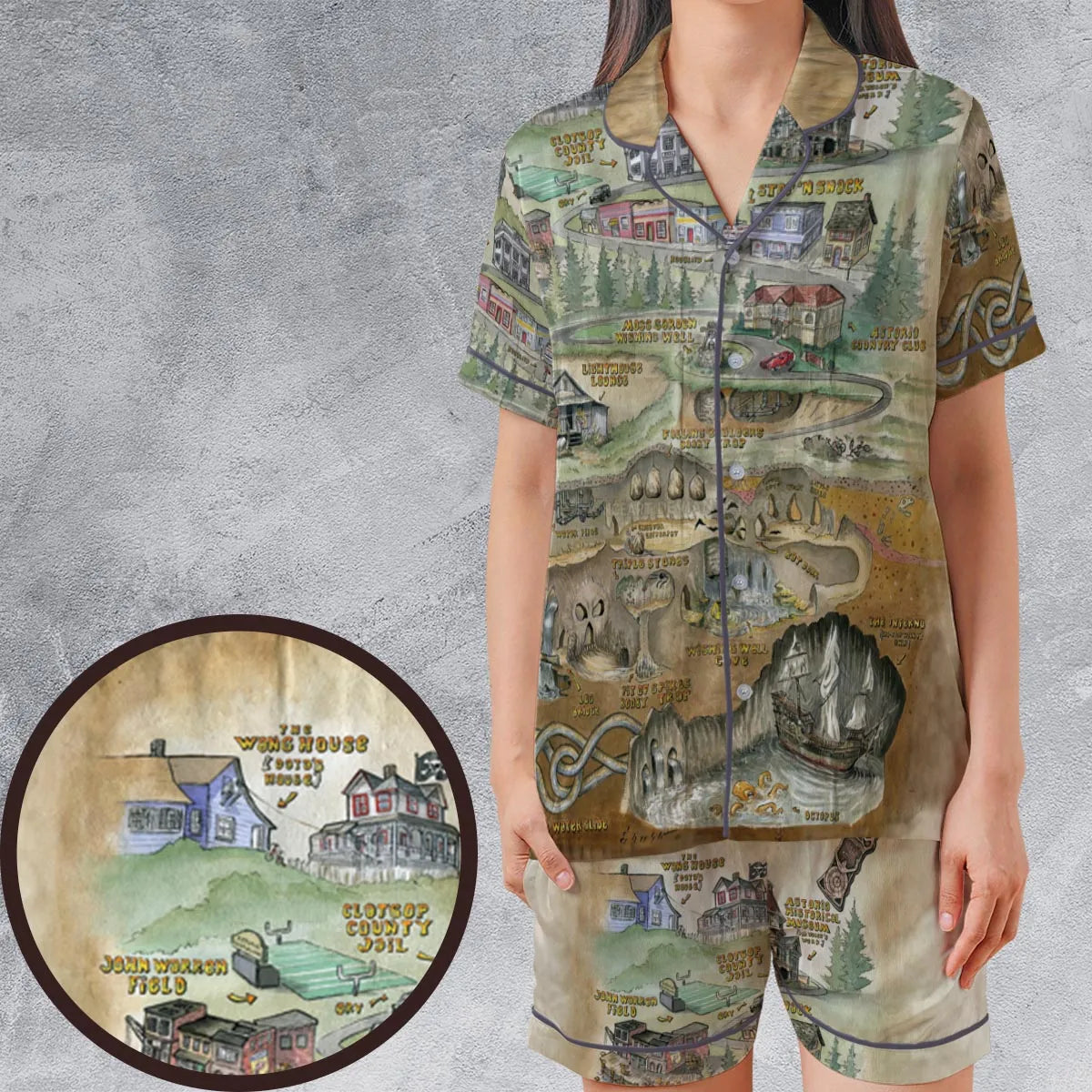 Satin Short-Sleeve Pajamas Set - KMFJXAM9