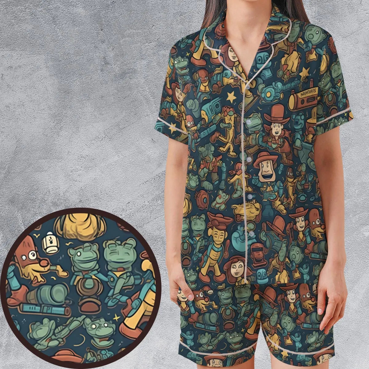 Satin Short-Sleeve Pajamas Set - R7YCWB8G
