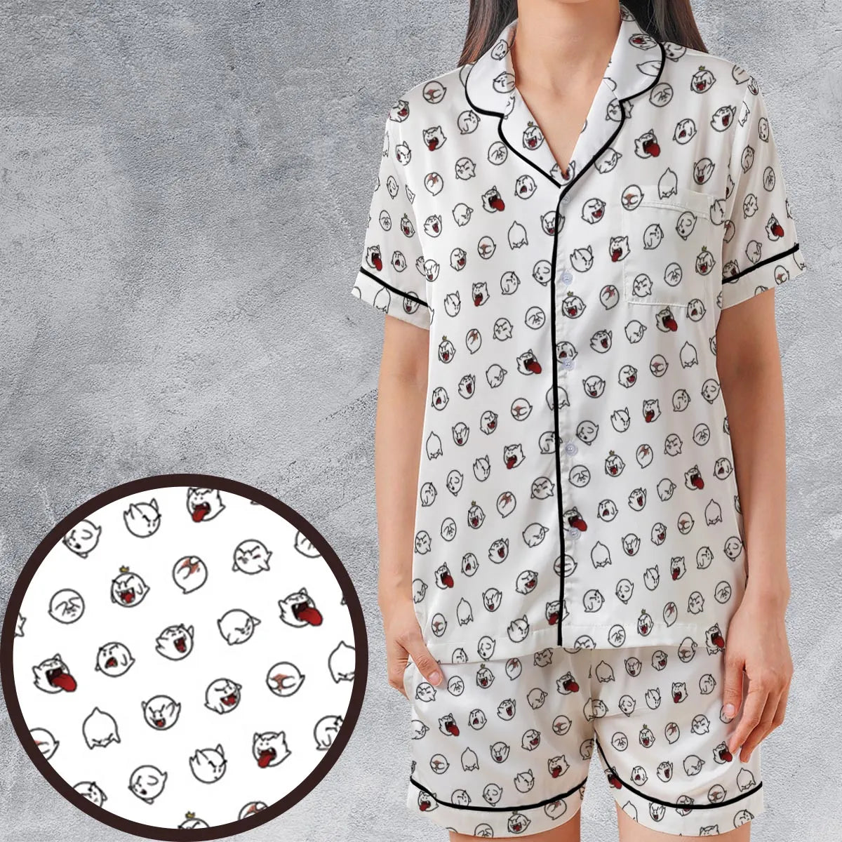 Satin Short-Sleeve Pajamas Set - WWD1273S