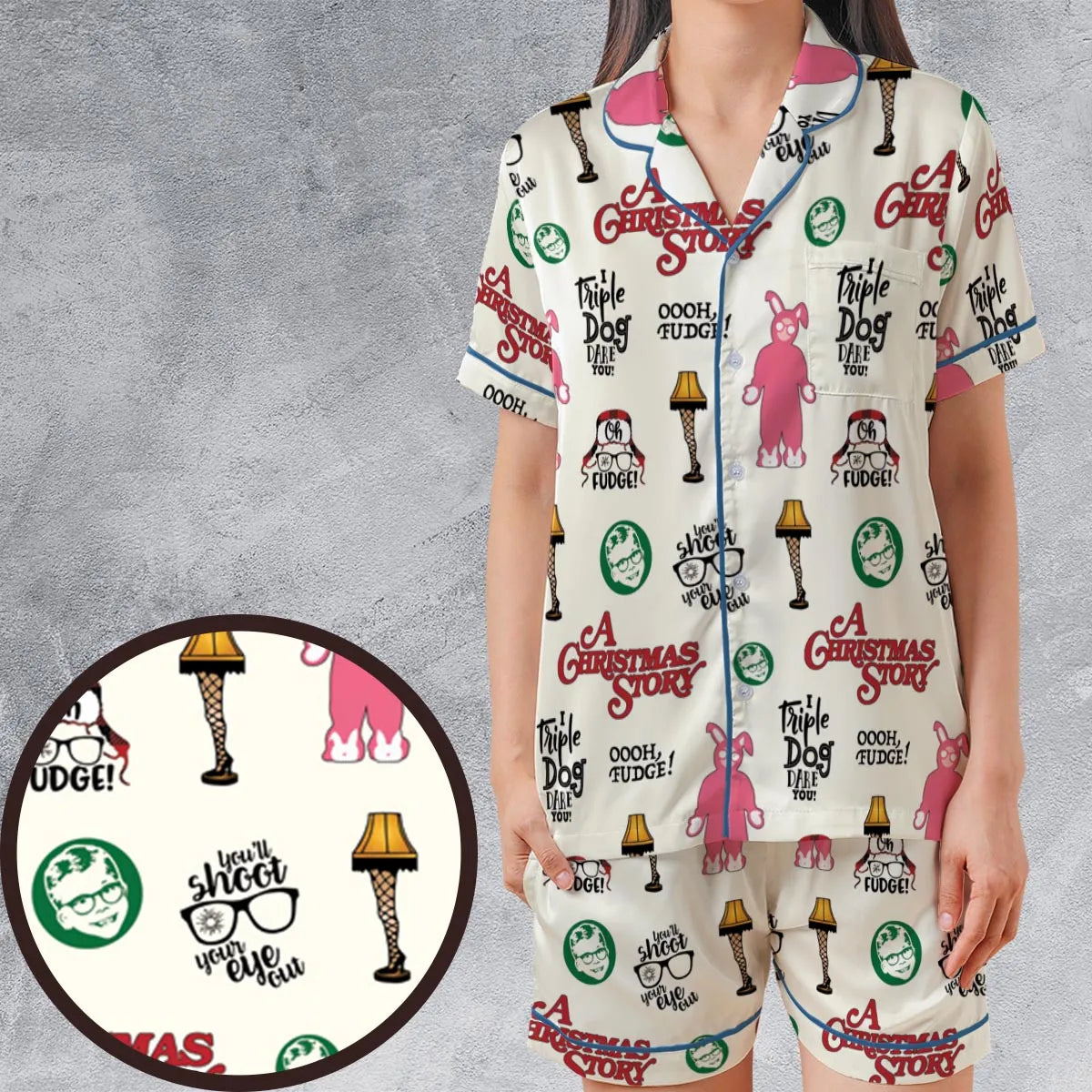 Satin Short-Sleeve Pajamas Set - 8DCYULLX
