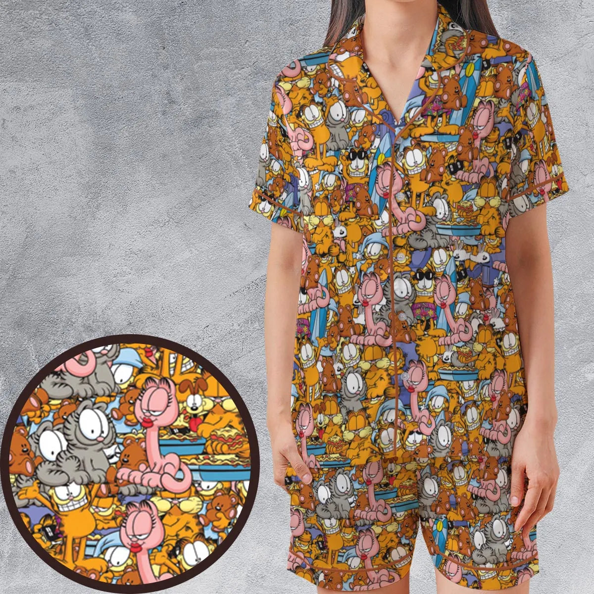 Satin Short-Sleeve Pajamas Set - ESUN1PXP