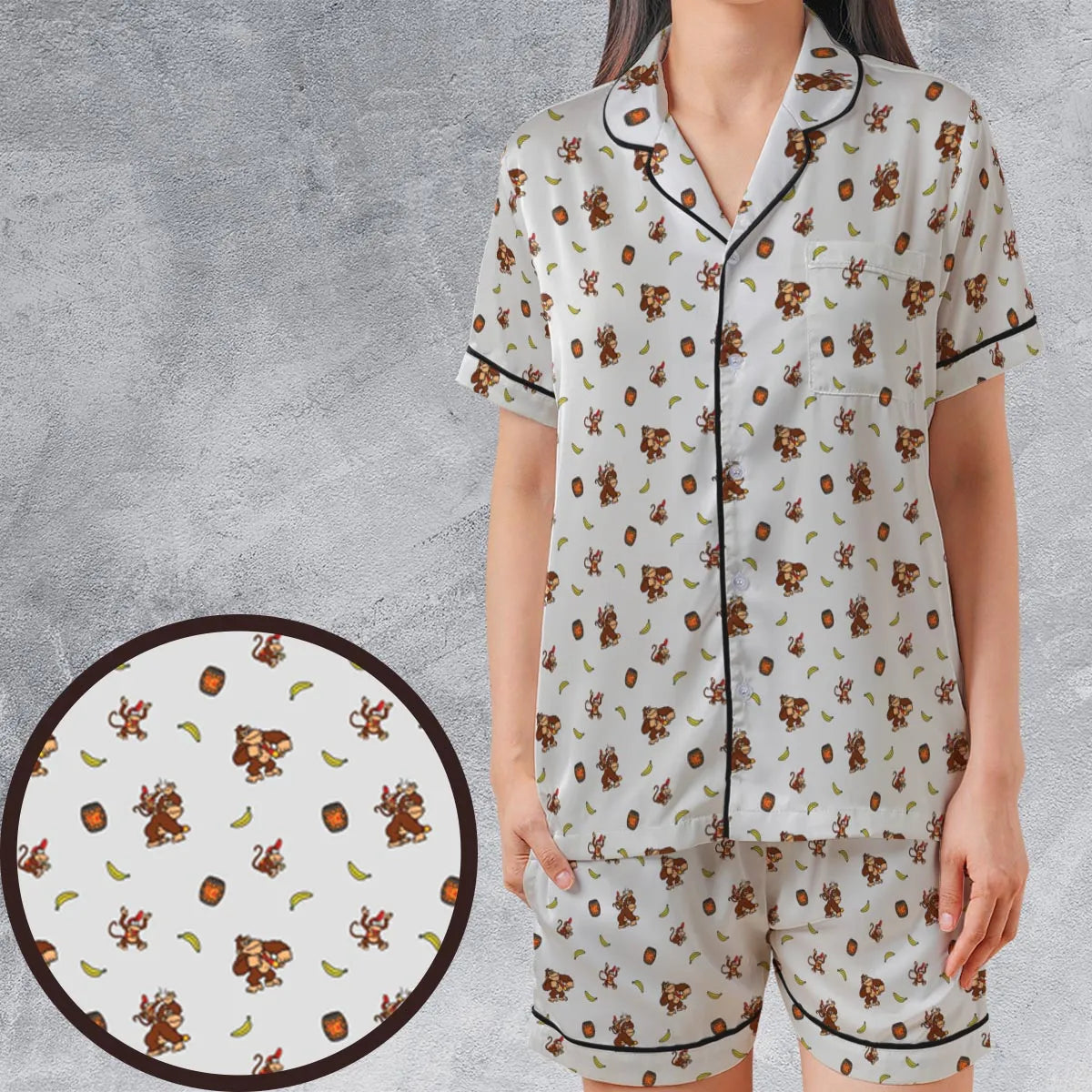 Satin Short-Sleeve Pajamas Set - 823HMXB4