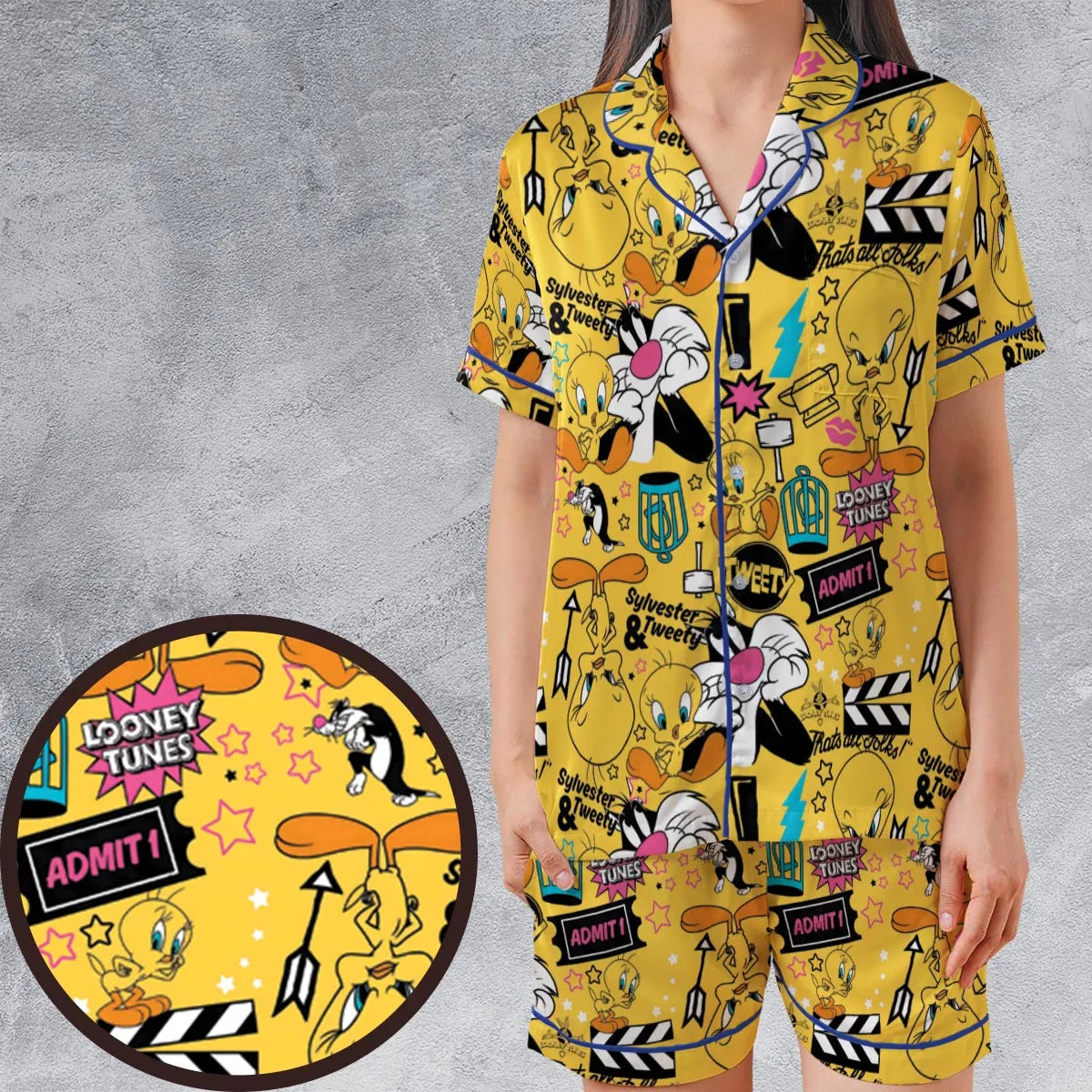 Satin Short-Sleeve Pajamas Set - HJ6HZR67
