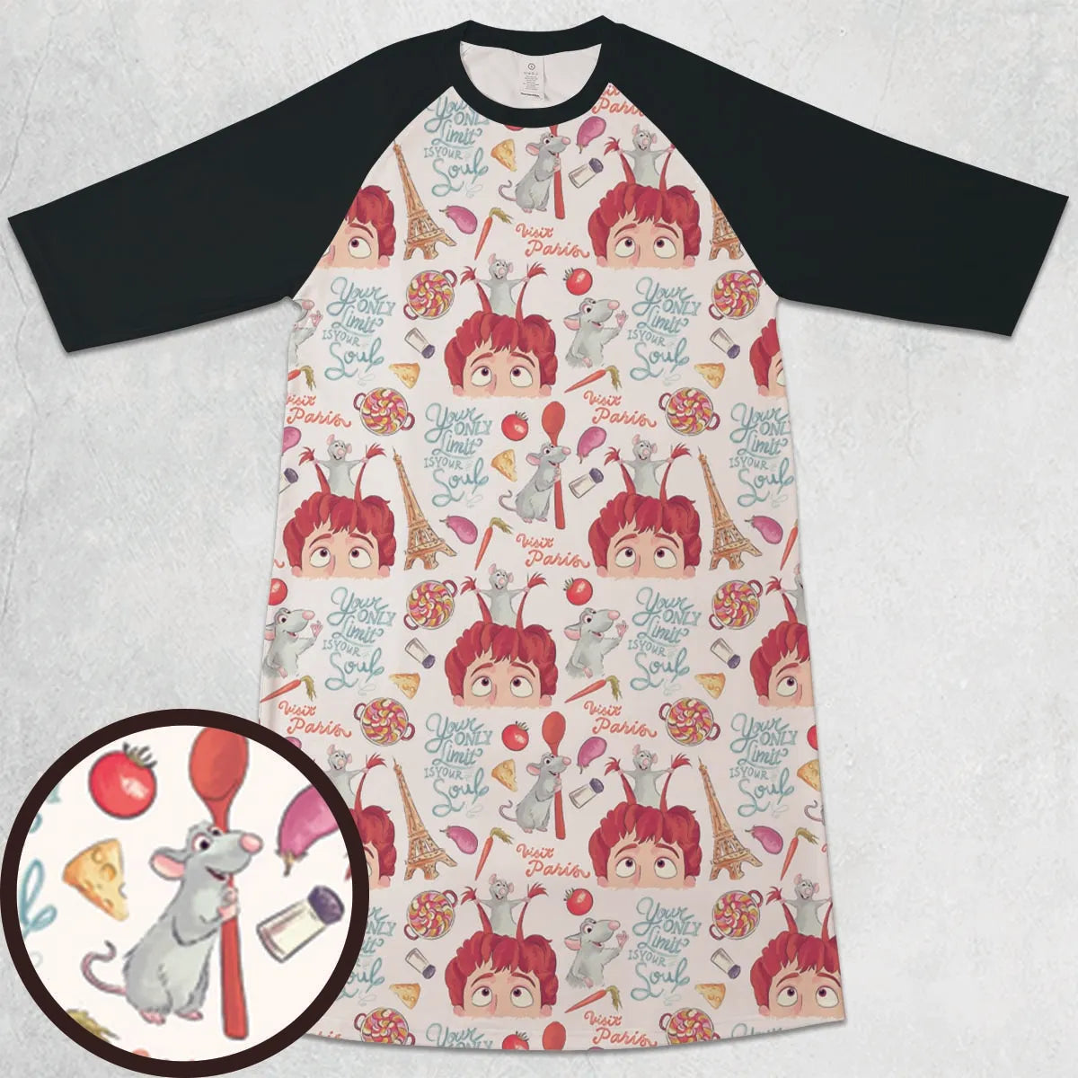 3/4 Sleeve Raglan Dress - V5U79E73