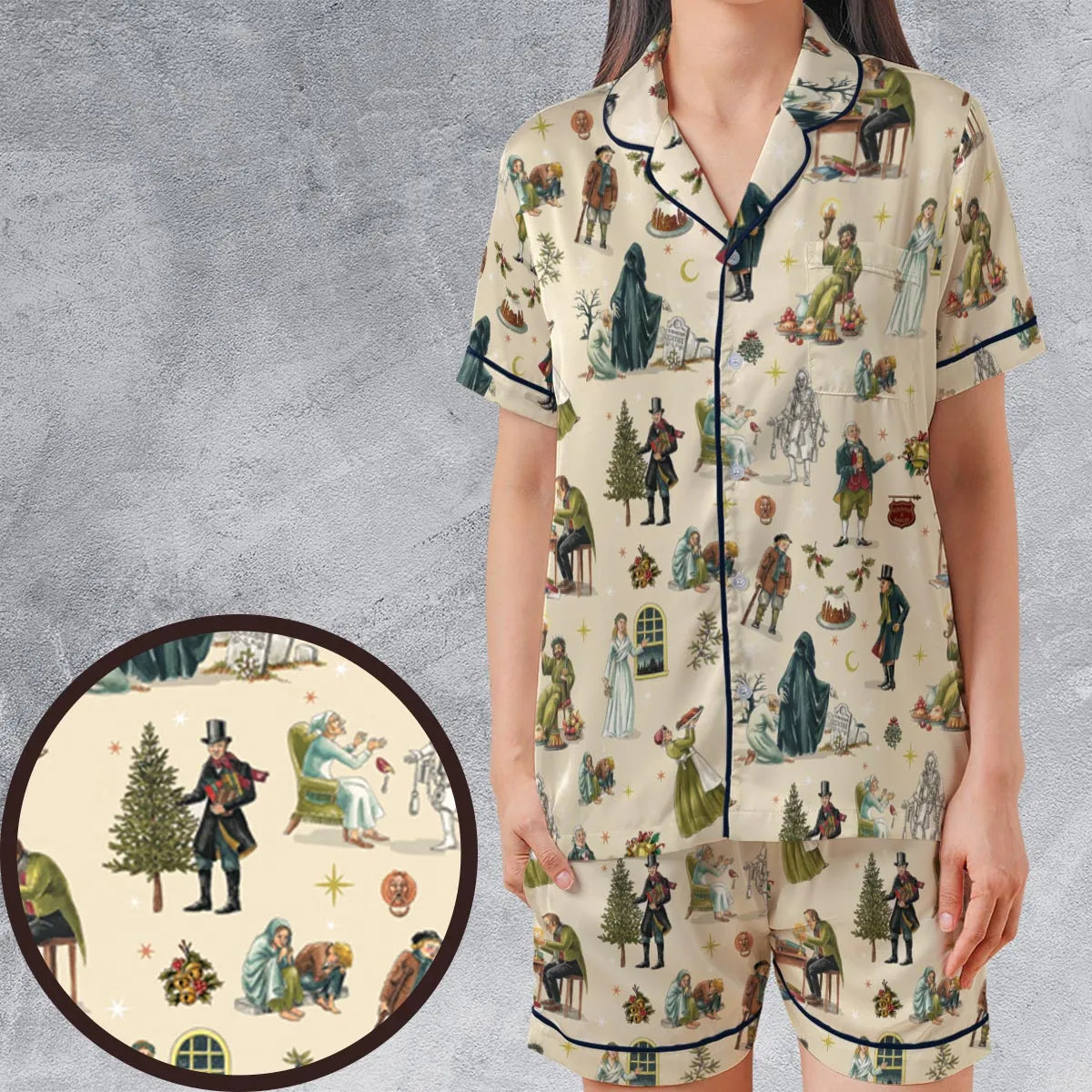 Satin Short-Sleeve Pajamas Set - Y16SKV9Q