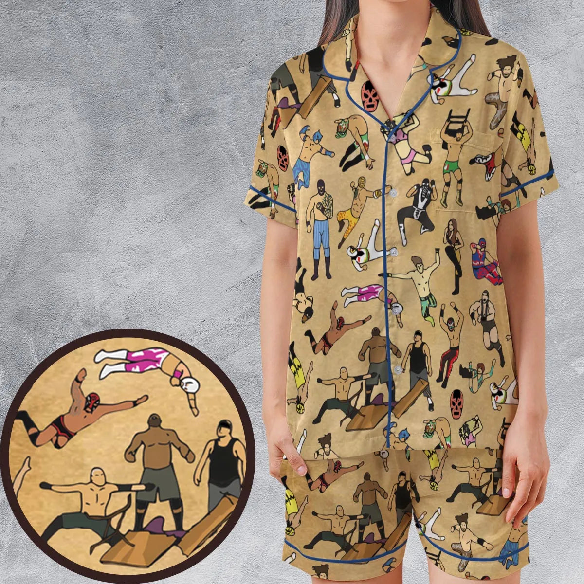Satin Short-Sleeve Pajamas Set - 2L92X1XS