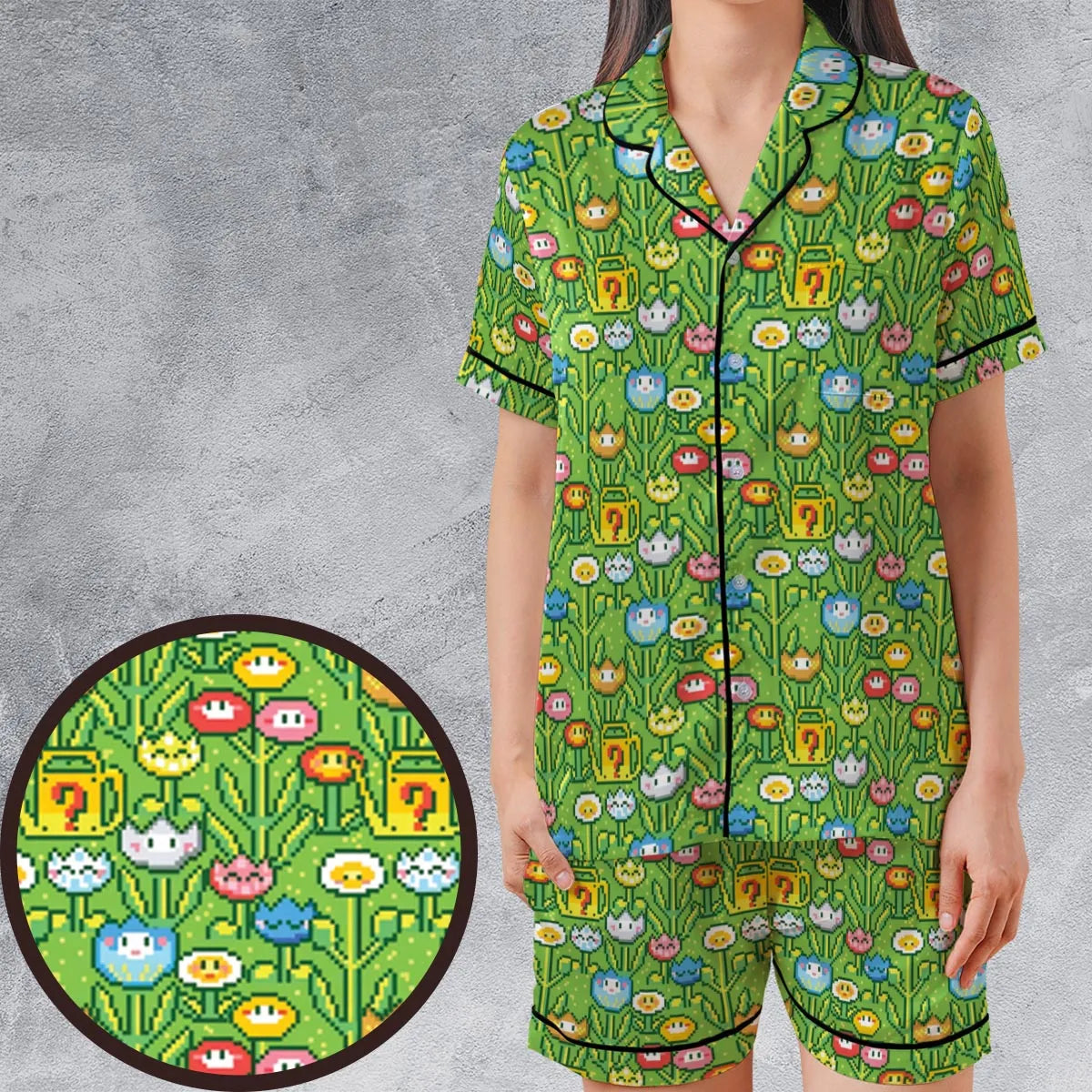 Satin Short-Sleeve Pajamas Set - NMZMFQ38