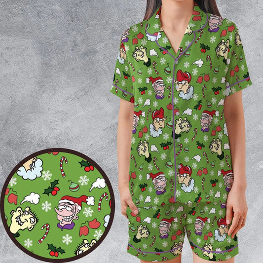 Satin Short-Sleeve Pajamas Set - 5B8DH7E7