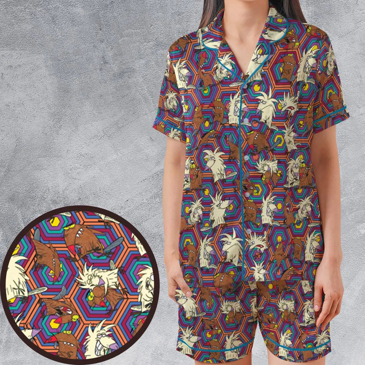 Satin Short-Sleeve Pajamas Set - W25UBT4Q