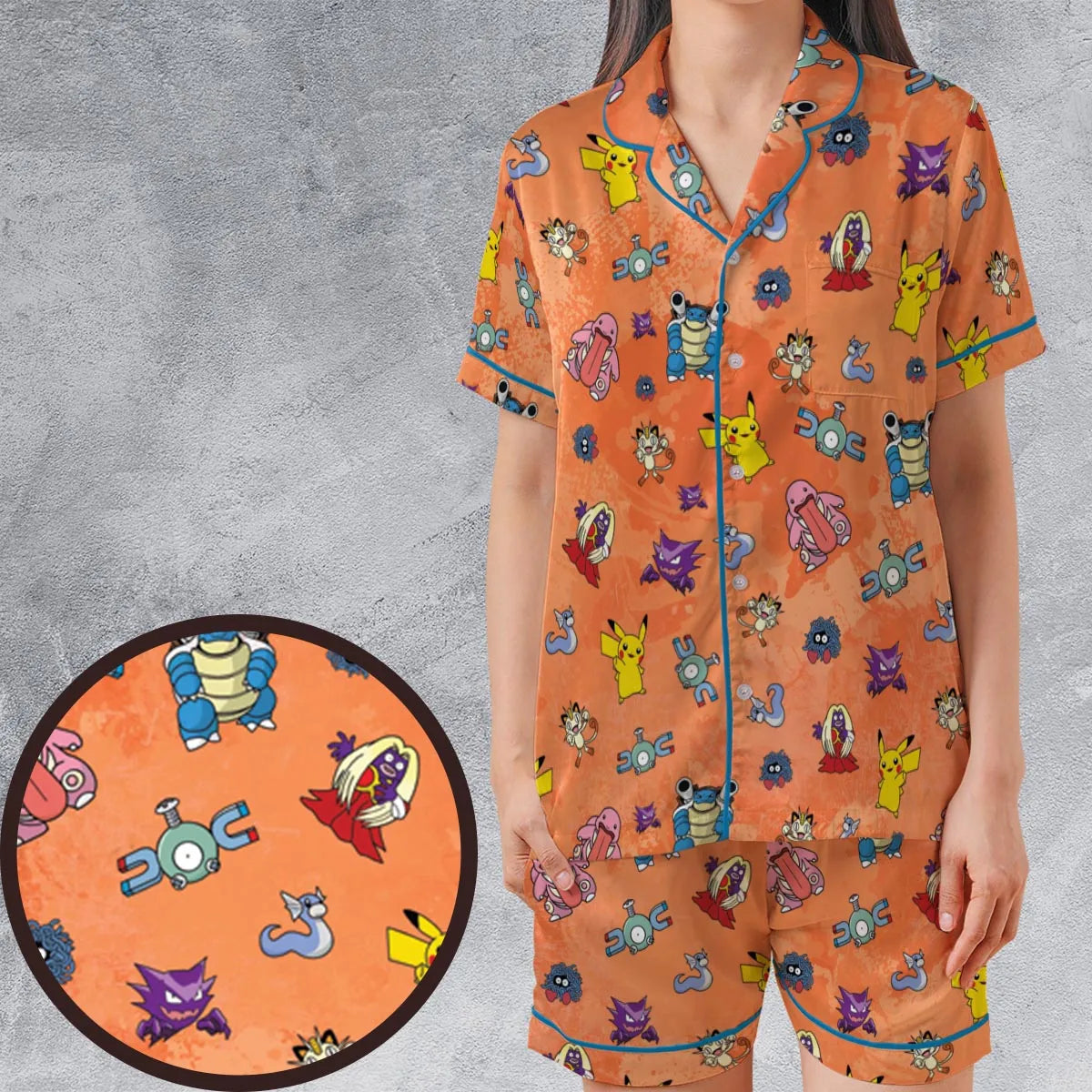 Satin Short-Sleeve Pajamas Set - 6RE6T9FB