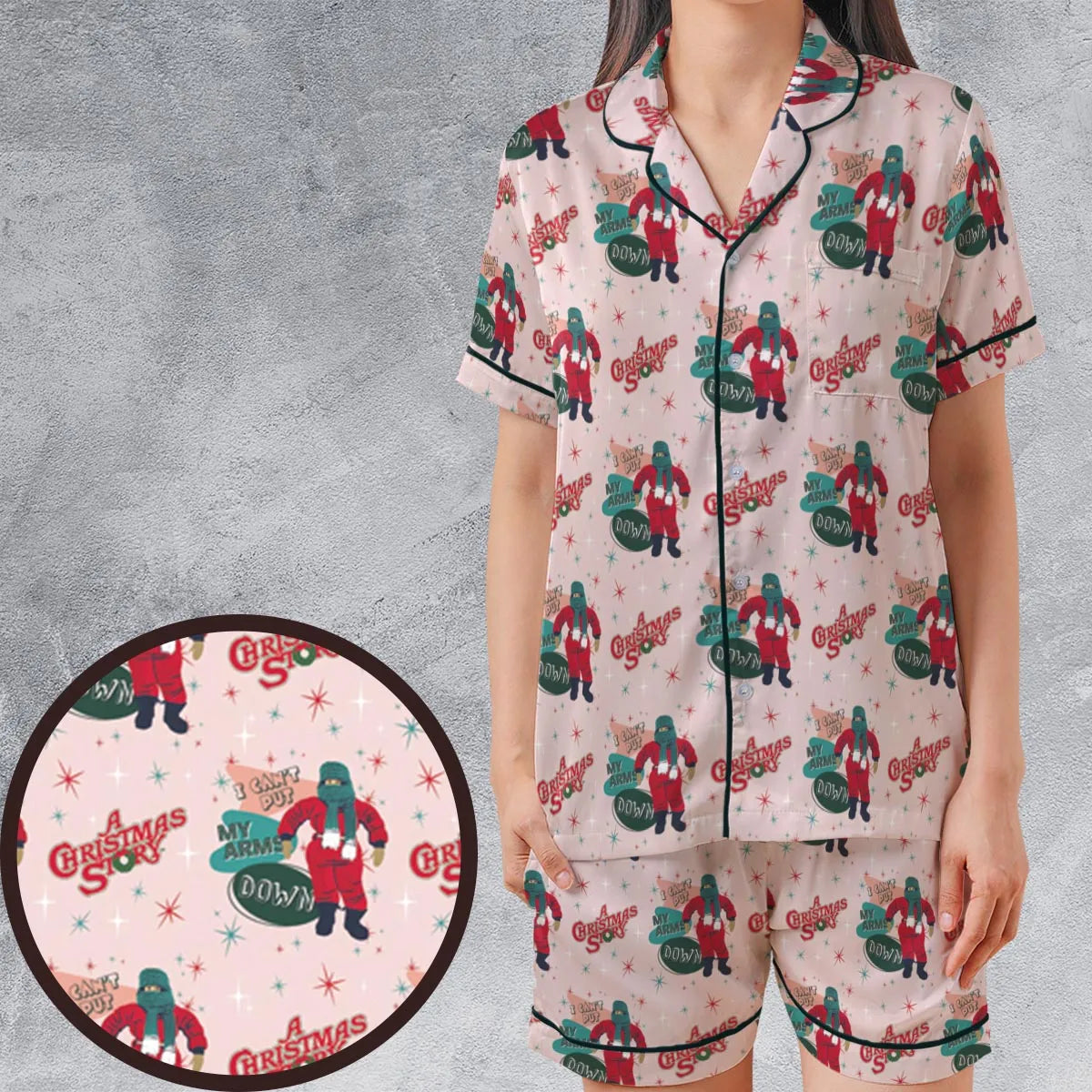 Satin Short-Sleeve Pajamas Set - P1U72VW6