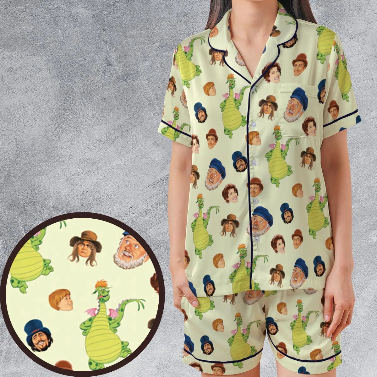 Satin Short-Sleeve Pajamas Set - DRM5W8BW