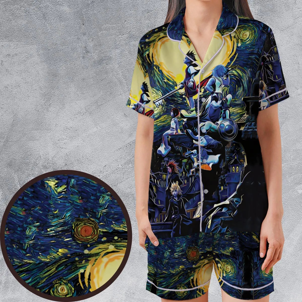 Satin Short-Sleeve Pajamas Set - 75E9XXCY