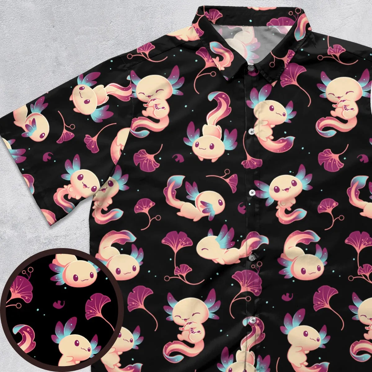 Axolotl Wonders Cute Salamanders Pattern Button Down Shirt