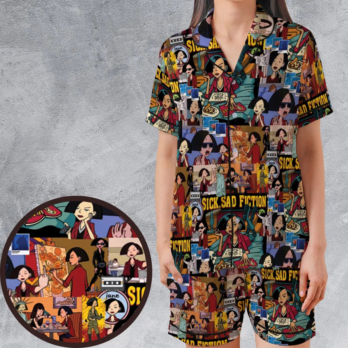 Satin Short-Sleeve Pajamas Set - 689JFPCU