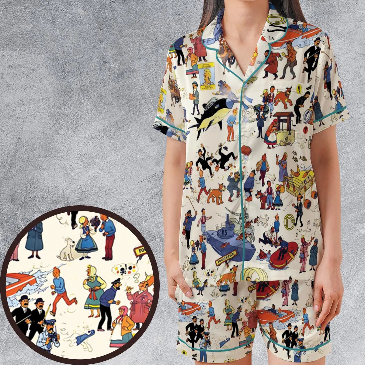 Satin Short-Sleeve Pajamas Set - JLR9XACQ