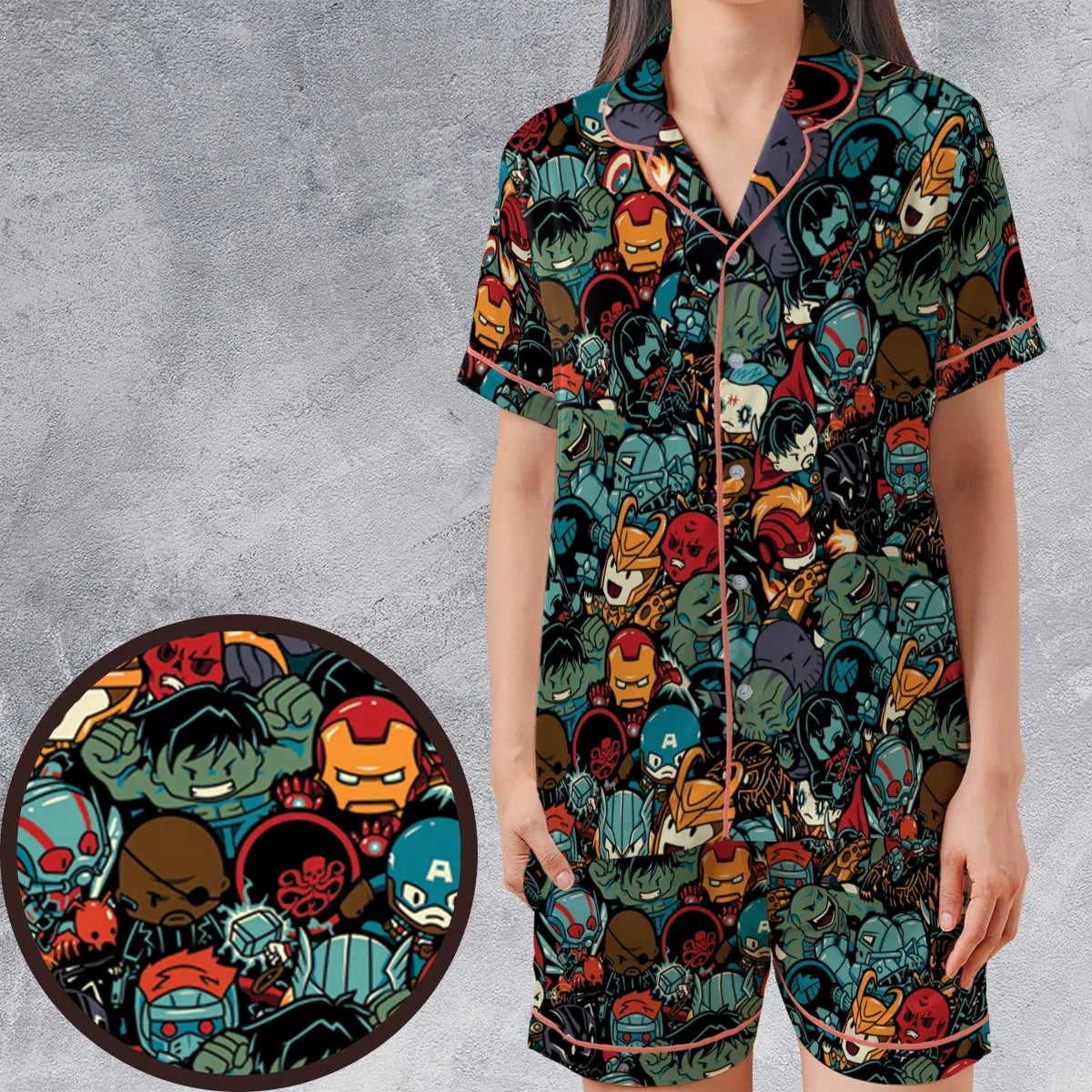 Satin Short-Sleeve Pajamas Set - 6BK13US1