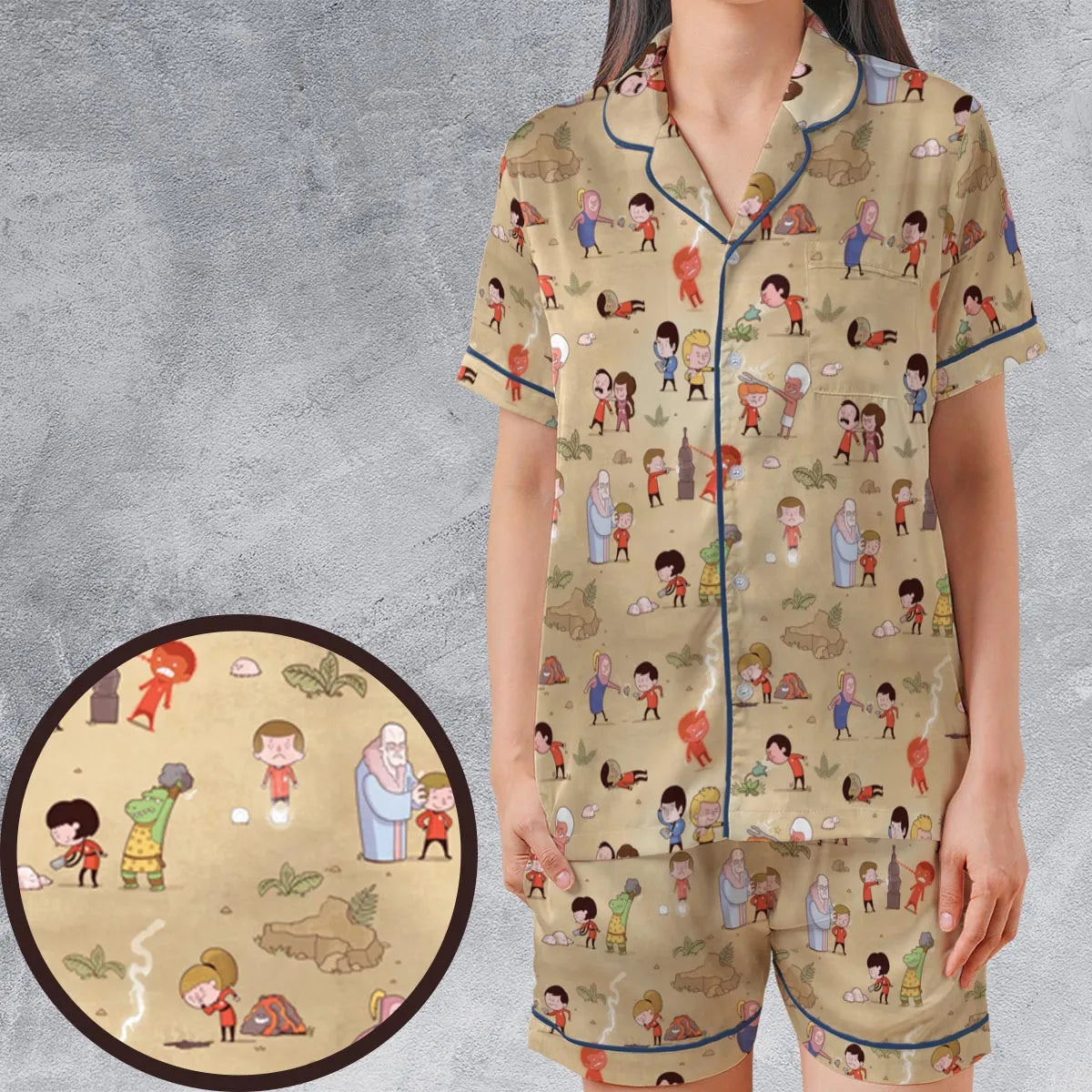 Satin Short-Sleeve Pajamas Set - 7GWN1DRV