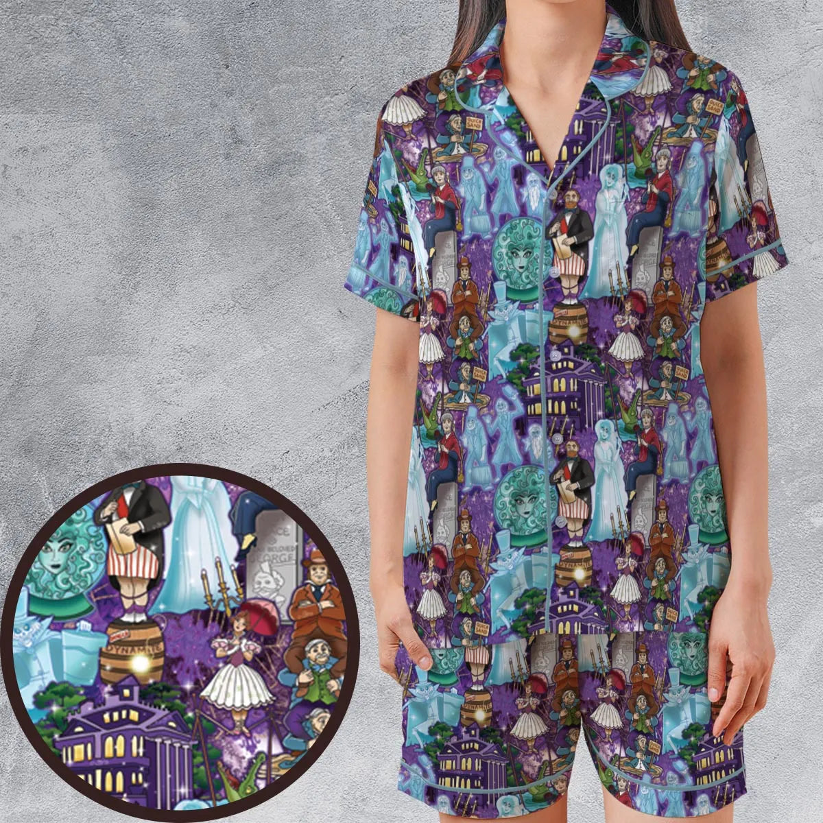 Satin Short-Sleeve Pajamas Set - GHJSMQNQ