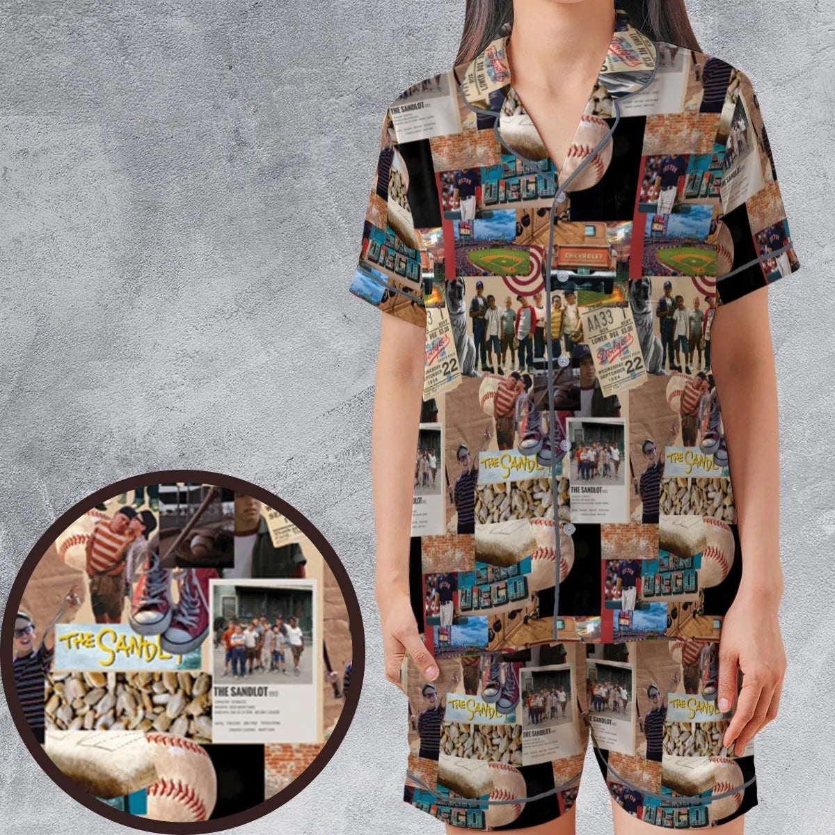 Satin Short-Sleeve Pajamas Set - 7DDKS11P