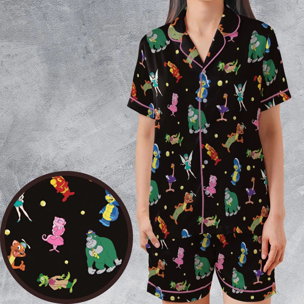 Satin Short-Sleeve Pajamas Set - M758KRTT