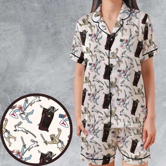 Satin Short-Sleeve Pajamas Set - 5ZSRNFH5