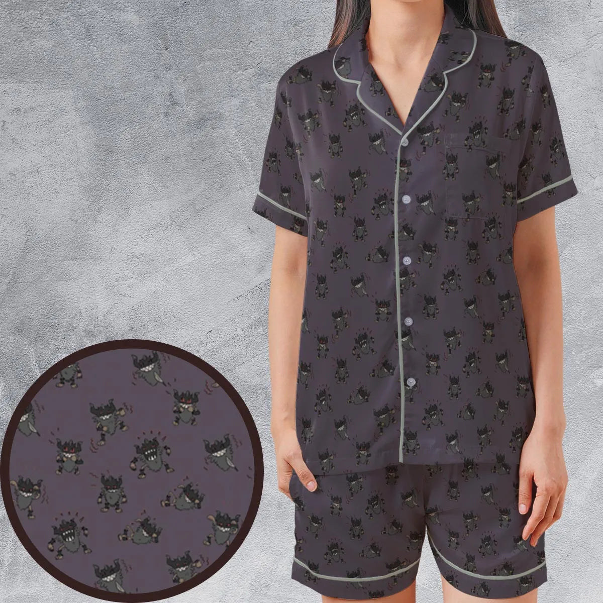 Satin Short-Sleeve Pajamas Set - K85EYX2W
