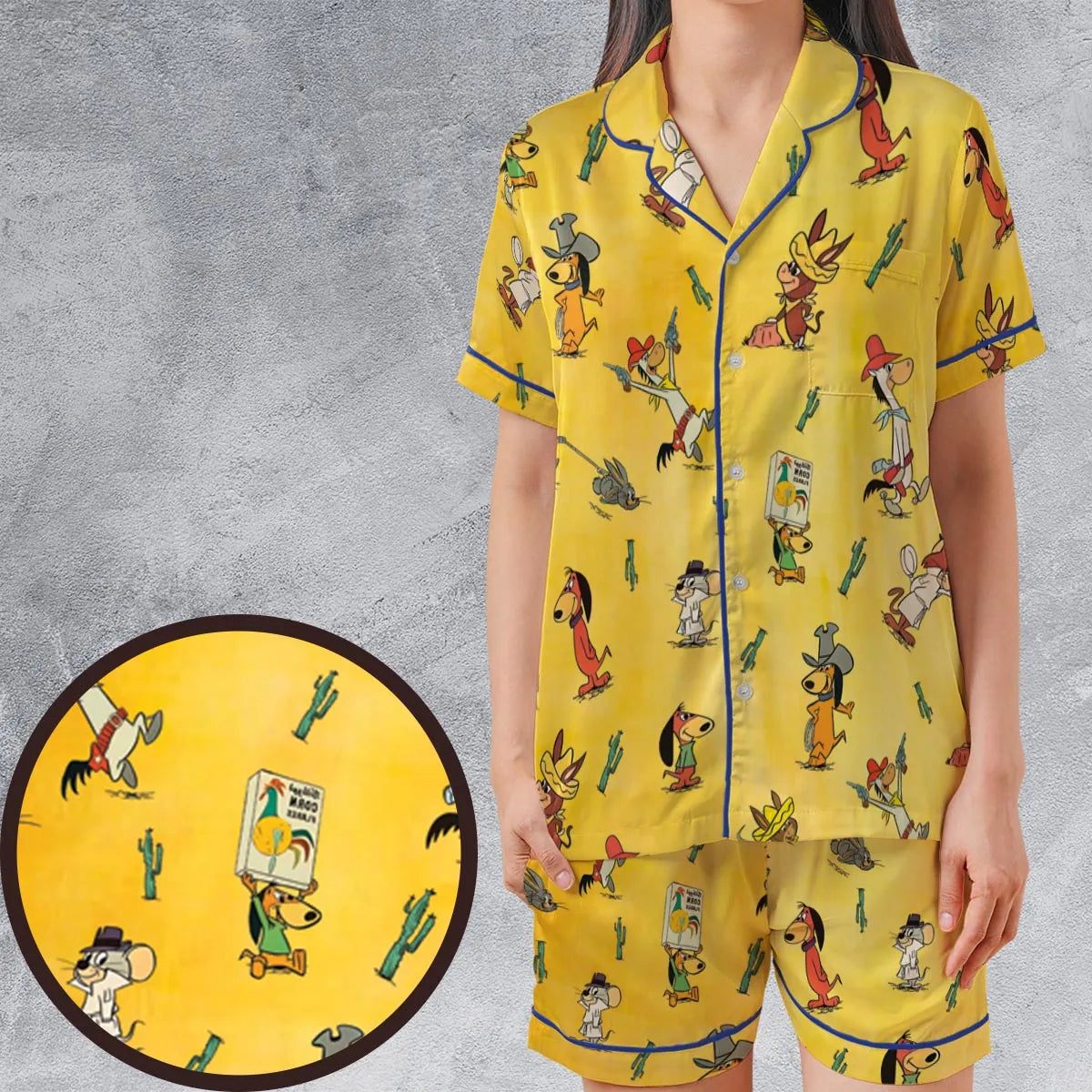 Satin Short-Sleeve Pajamas Set - 4BBHEGGT