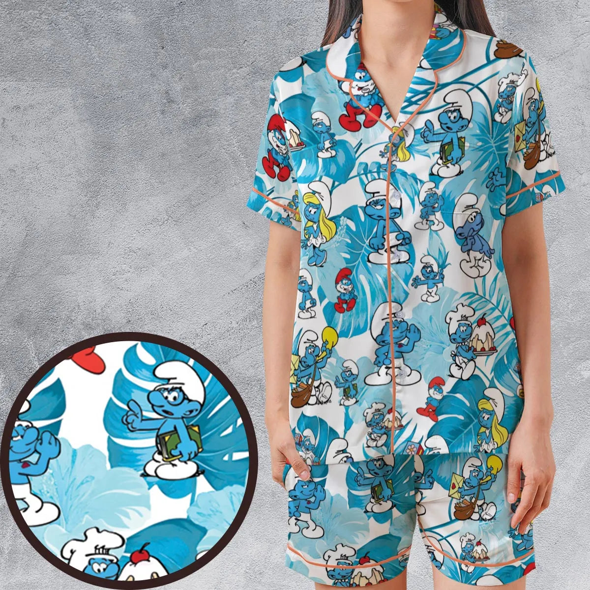 Satin Short-Sleeve Pajamas Set - D5GH5CU2
