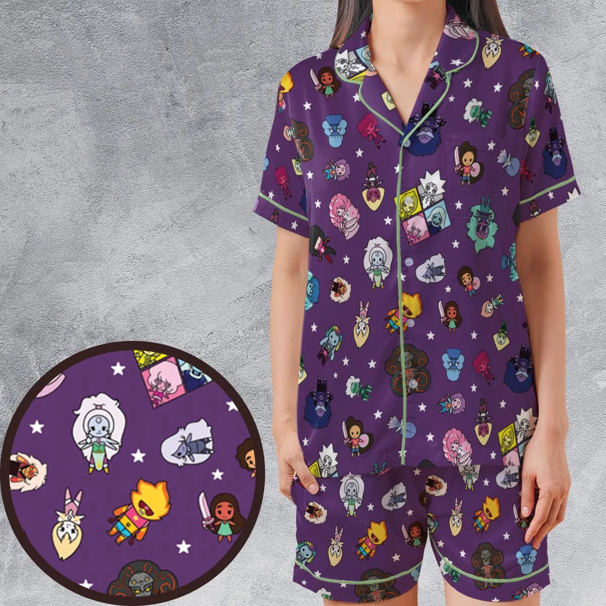Satin Short-Sleeve Pajamas Set - KHM21MQQ