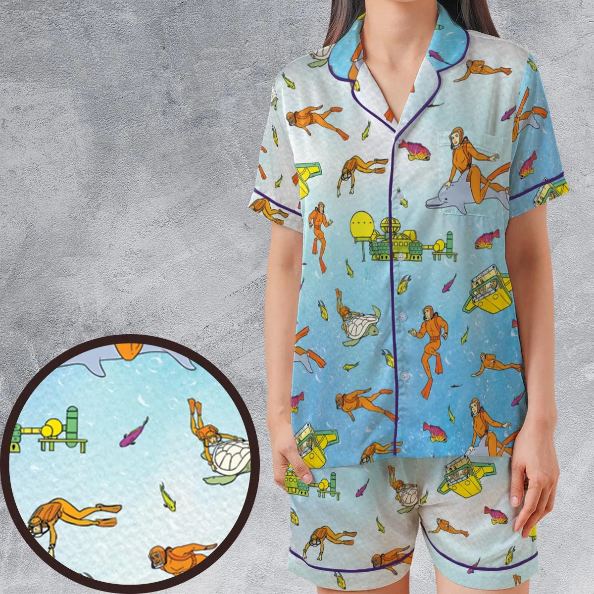 Satin Short-Sleeve Pajamas Set - H3HQJ16U