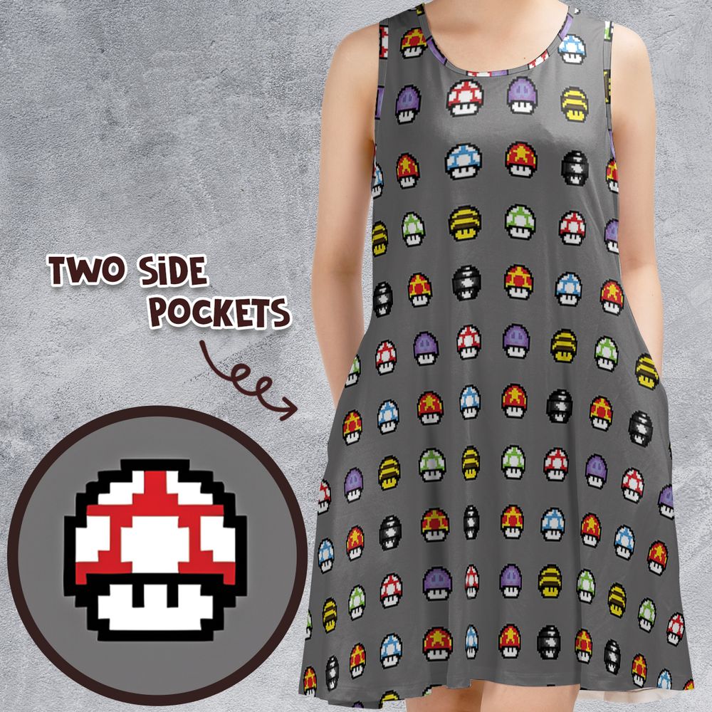 Retro Pixels Mushroom Pattern -  - 1