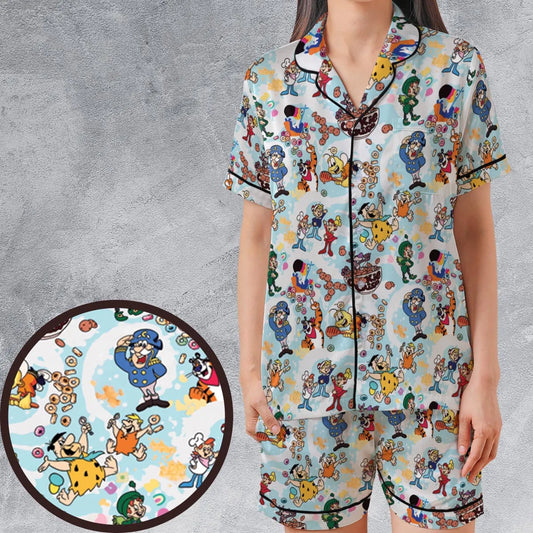 Satin Short-Sleeve Pajamas Set - W71UL5TJ