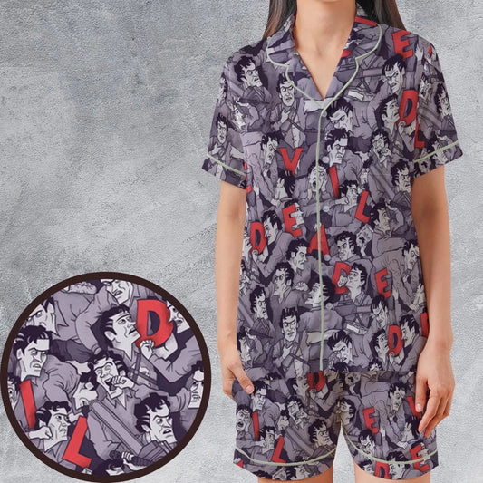 Satin Short-Sleeve Pajamas Set - 4K8MJXVR