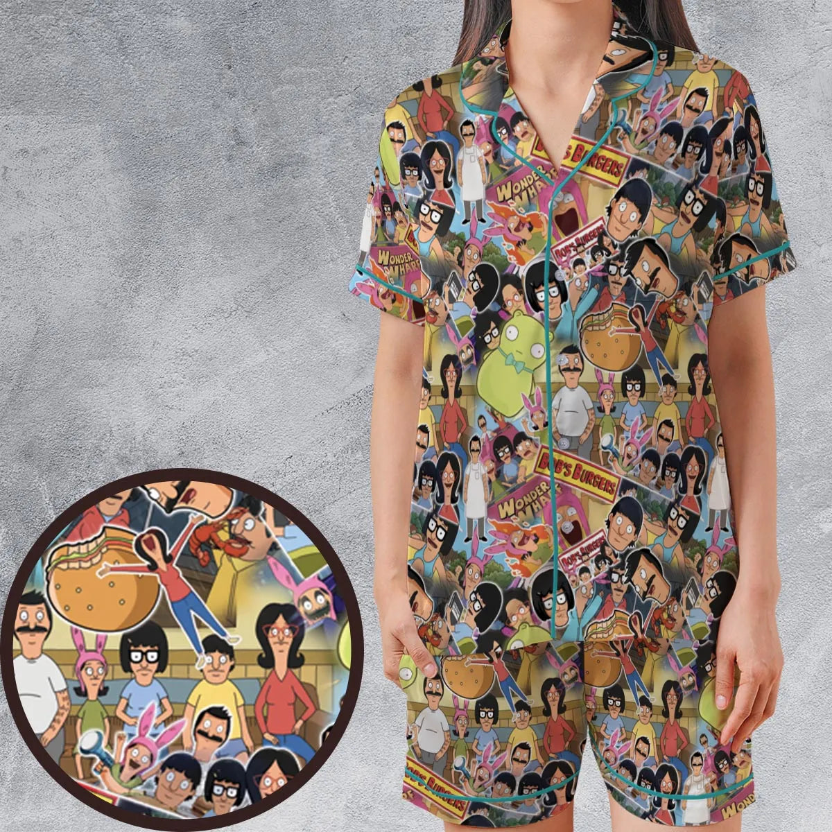 Satin Short-Sleeve Pajamas Set - REU63RPN