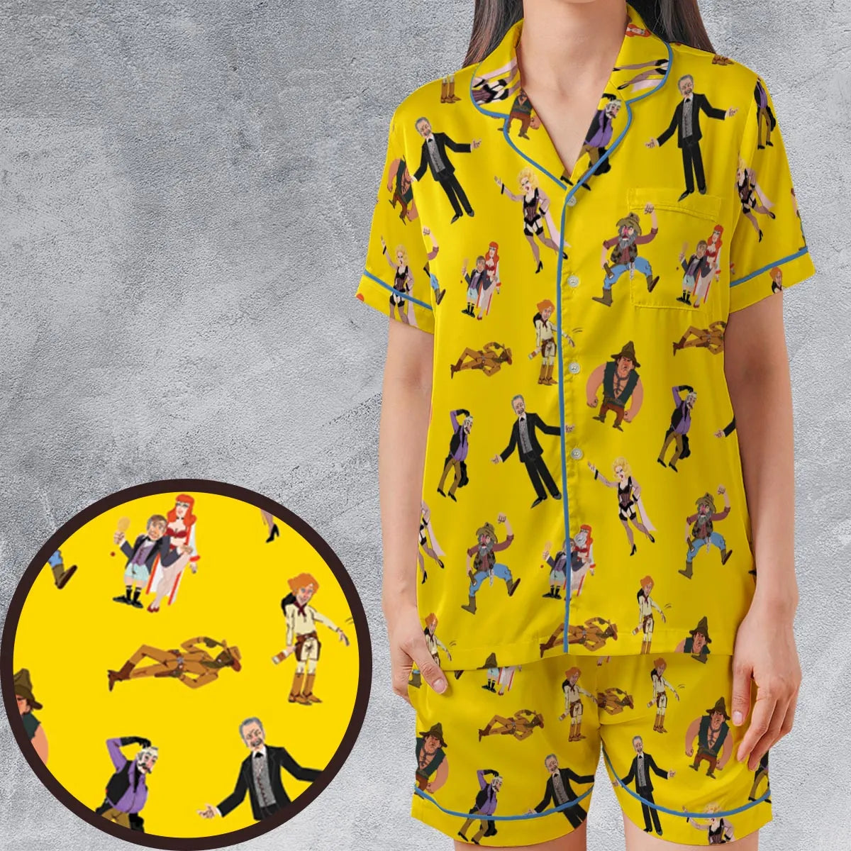 Satin Short-Sleeve Pajamas Set - HWYD1H2F