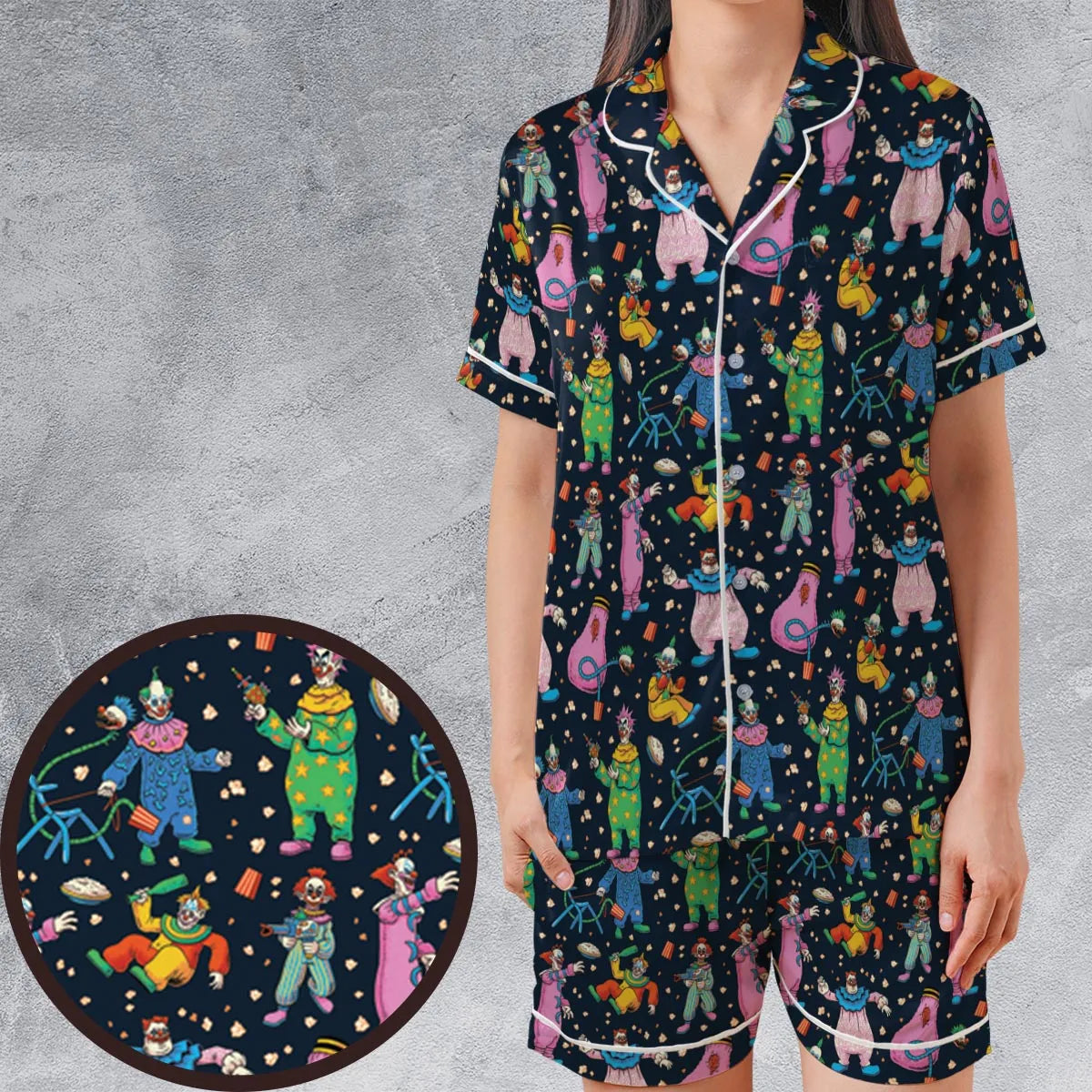 Satin Short-Sleeve Pajamas Set - 364DV22G