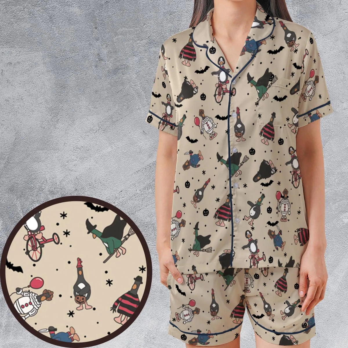 Satin Short-Sleeve Pajamas Set - MN42VEXE