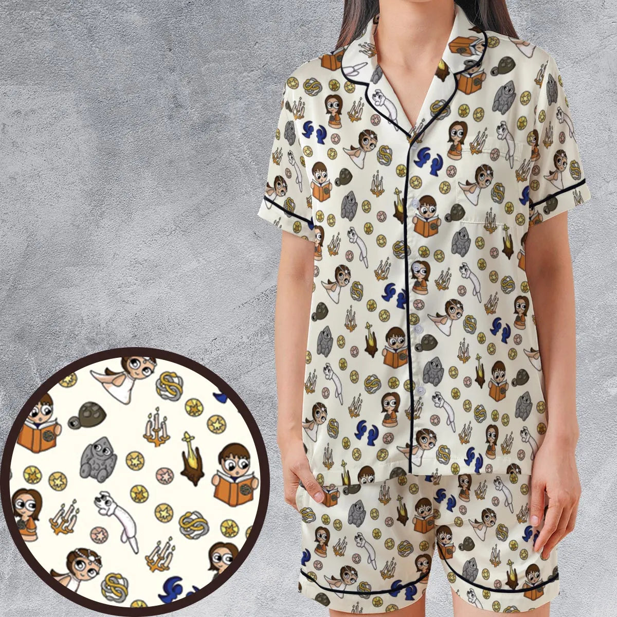 Satin Short-Sleeve Pajamas Set - 9GKVEZNZ