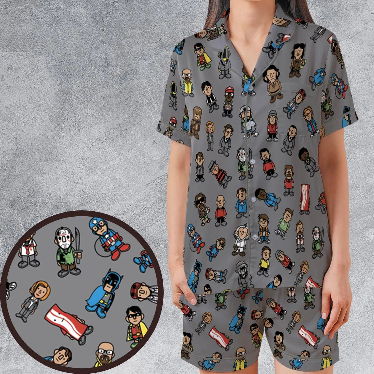 Satin Short-Sleeve Pajamas Set - GG1NACUT