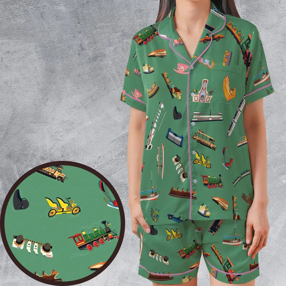 Satin Short-Sleeve Pajamas Set - V6N8PH23