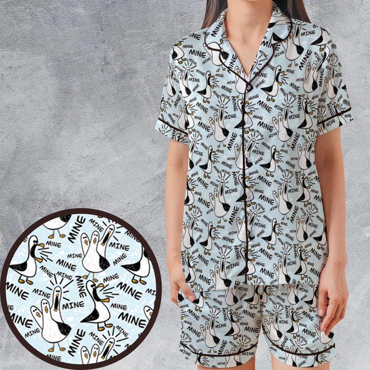Satin Short-Sleeve Pajamas Set - KFZHLZ9X