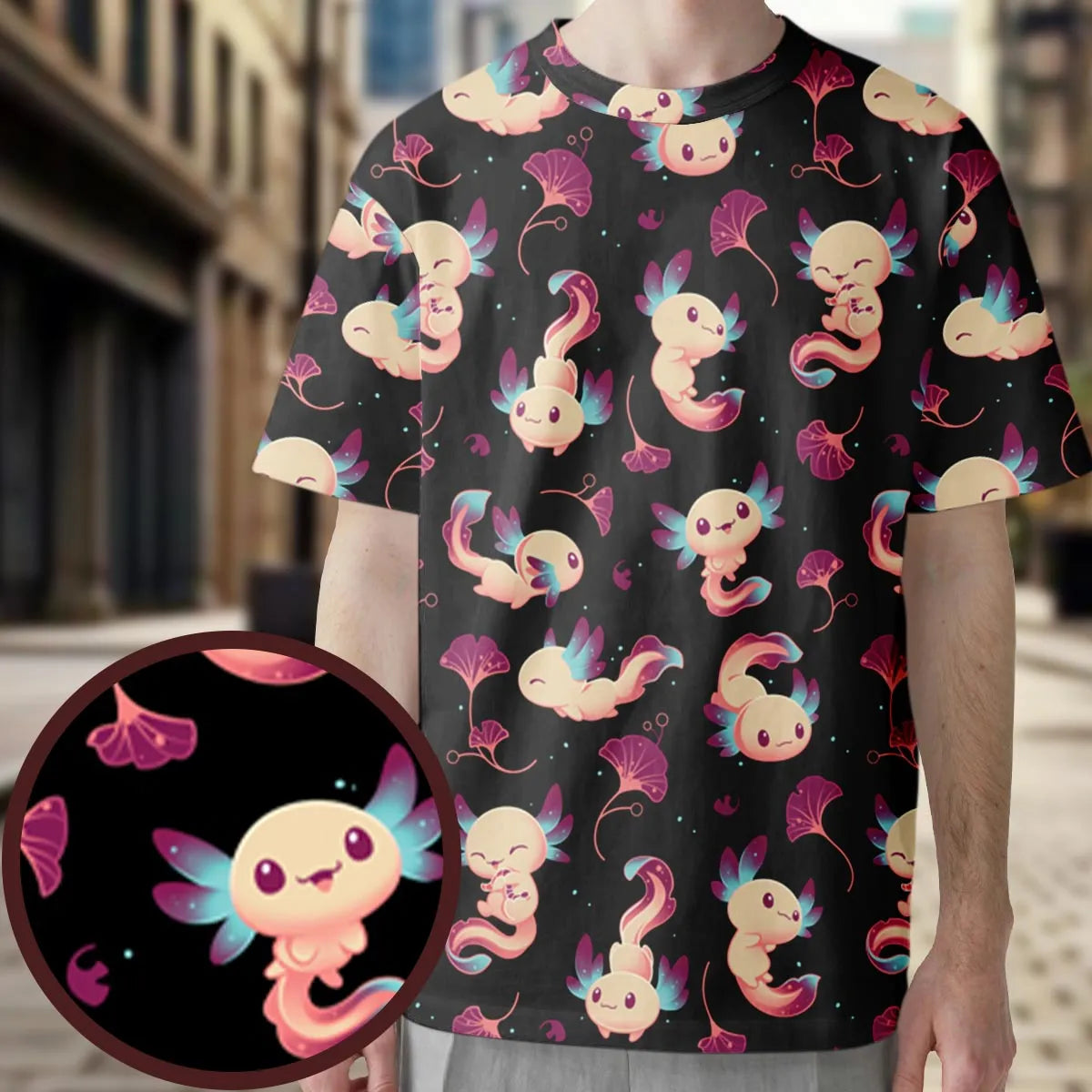 Axolotl Wonders Cute Salamanders Pattern All-Over Print Unisex T-Shirt
