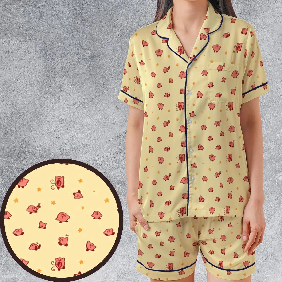 Satin Short-Sleeve Pajamas Set - 863VASTX
