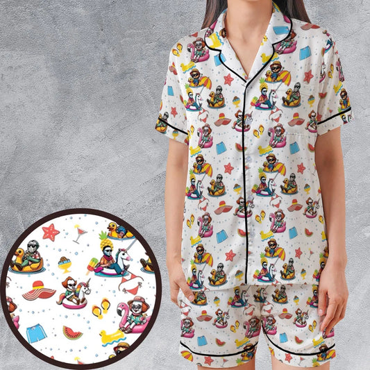Satin Short-Sleeve Pajamas Set - 8AG29QCK
