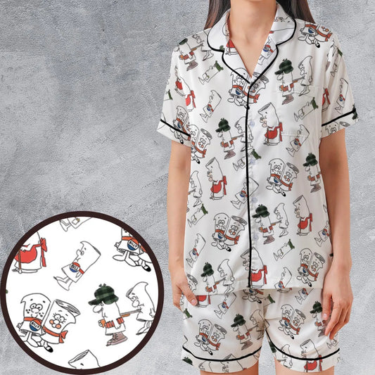 Satin Short-Sleeve Pajamas Set - 7GHYPEL5