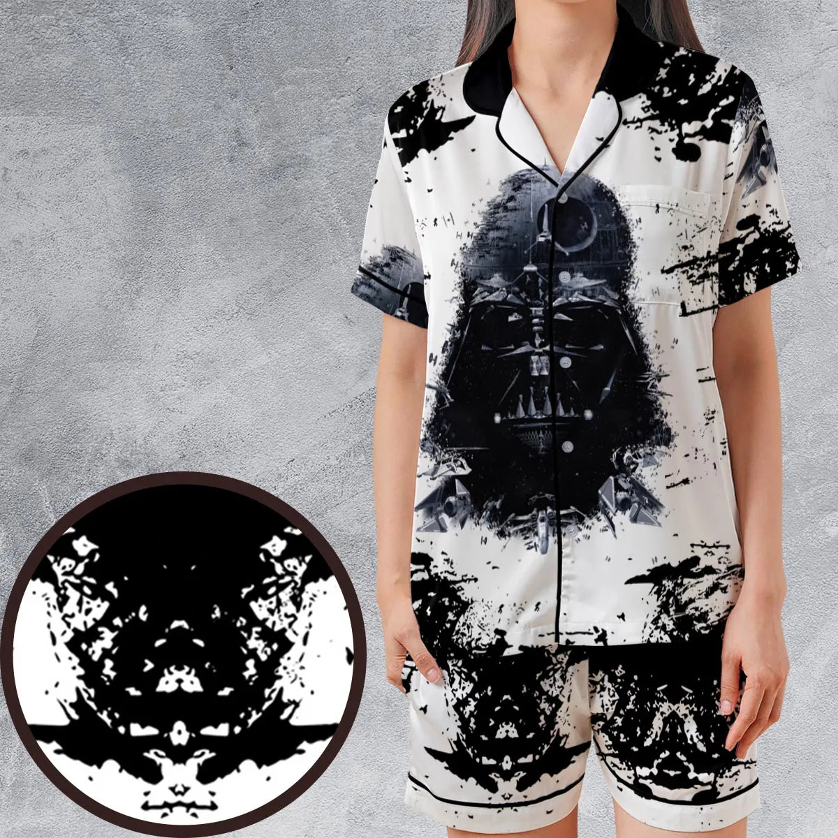 Satin Short-Sleeve Pajamas Set - 5ELJFJCD