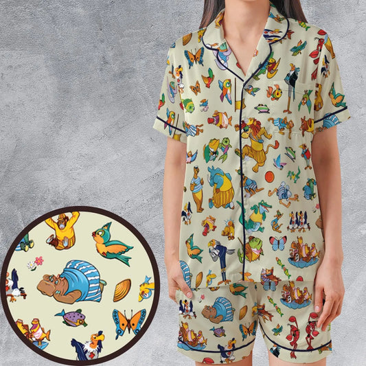 Satin Short-Sleeve Pajamas Set - DKV5XU9T